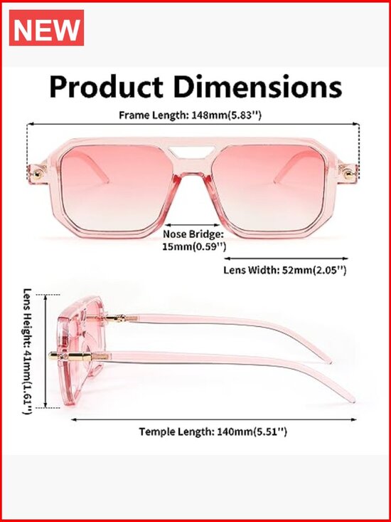 Retro Square Aviator Sunglasses UV400 Protection Wrap Around Frame main image 5